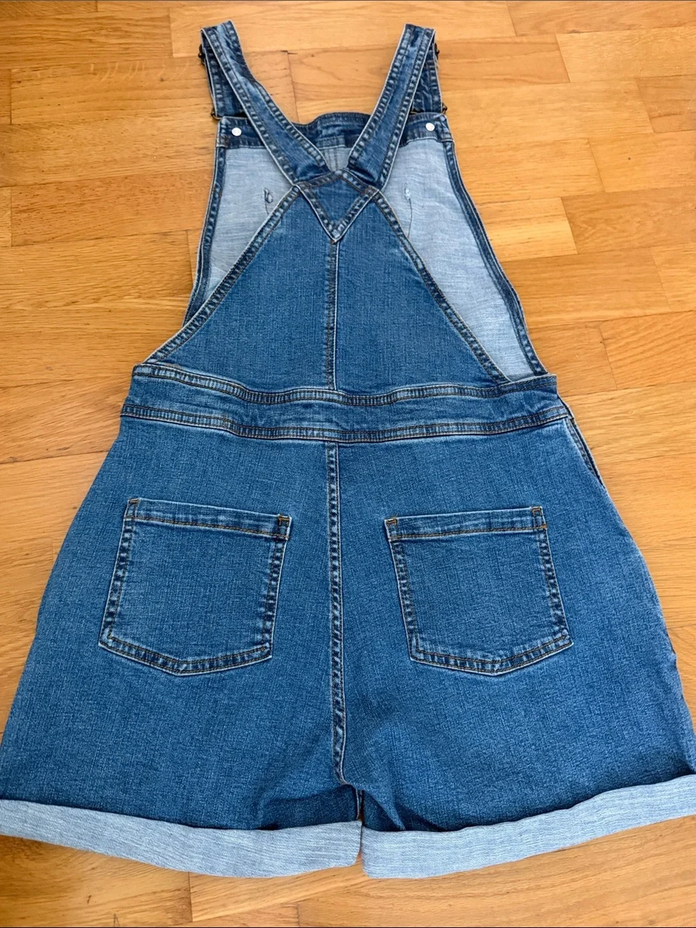 Mini Boden Blue Denim Heart Front Short Overalls 11-12 year olds